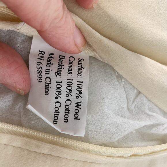 Santa Christmas Hooked Wool Pillow Peking Handicraft Rectangle Lumbar - Picture 6 of 8